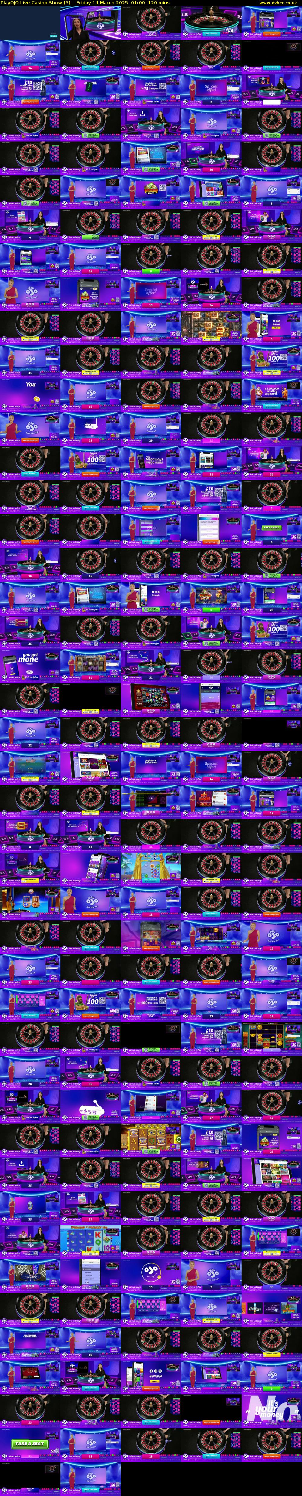 PlayOJO Live Casino Show (5) Friday 14 March 2025 01:00 - 03:00