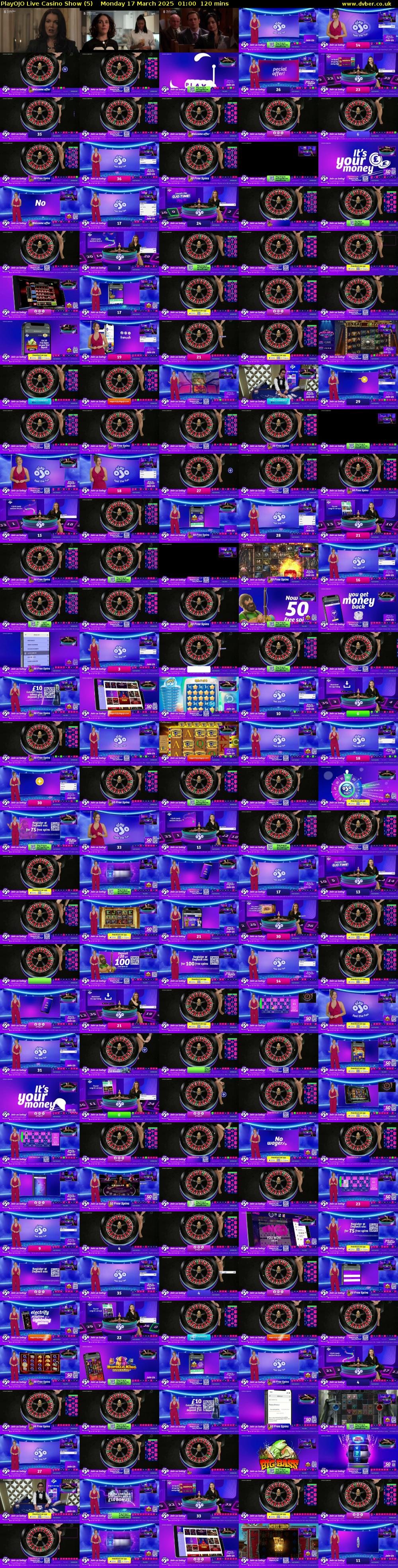 PlayOJO Live Casino Show (5) Monday 17 March 2025 01:00 - 03:00