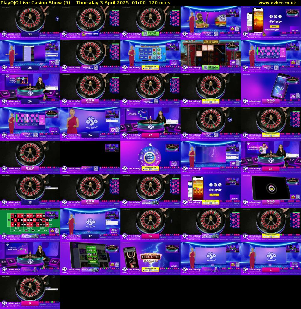 PlayOJO Live Casino Show (5) Thursday 3 April 2025 01:00 - 03:00