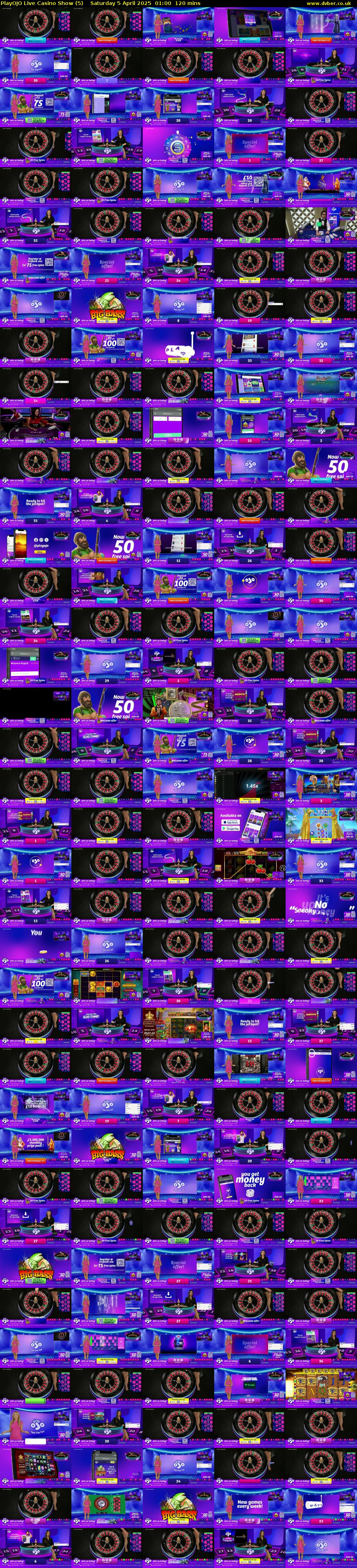 PlayOJO Live Casino Show (5) Saturday 5 April 2025 01:00 - 03:00