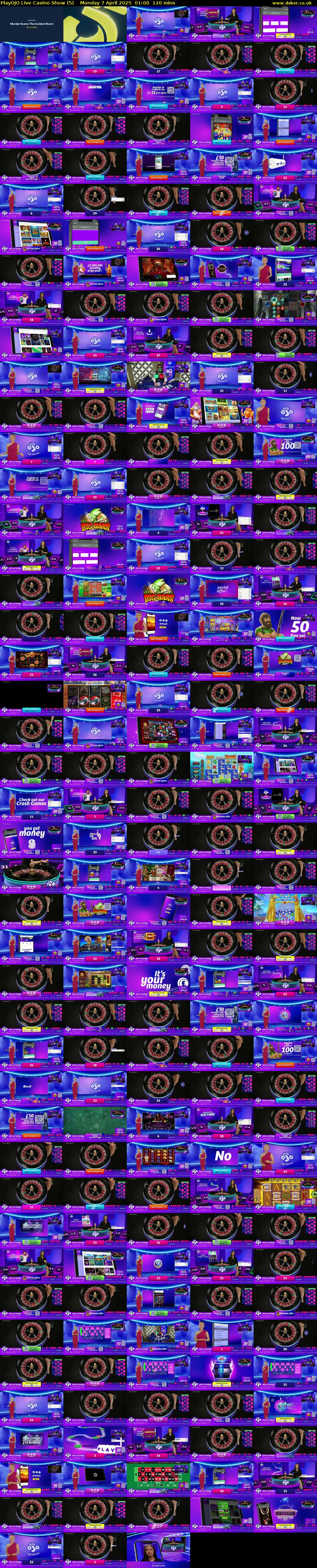PlayOJO Live Casino Show (5) Monday 7 April 2025 01:00 - 03:00