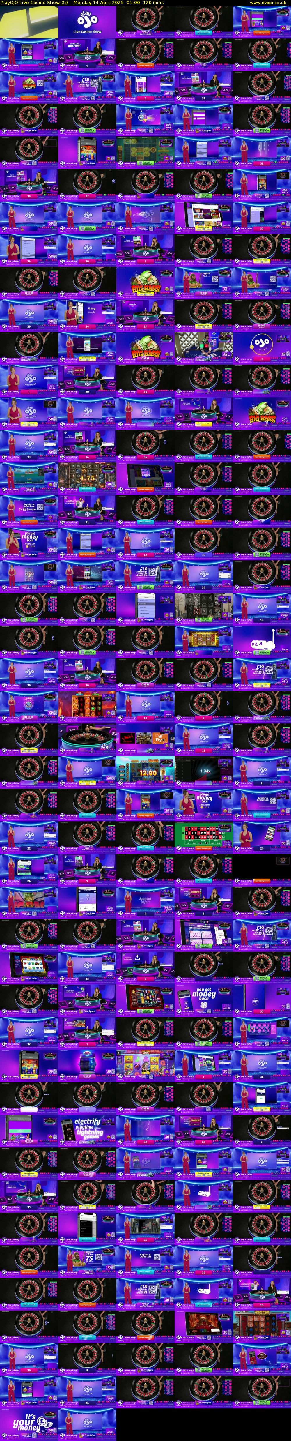 PlayOJO Live Casino Show (5) Monday 14 April 2025 01:00 - 03:00