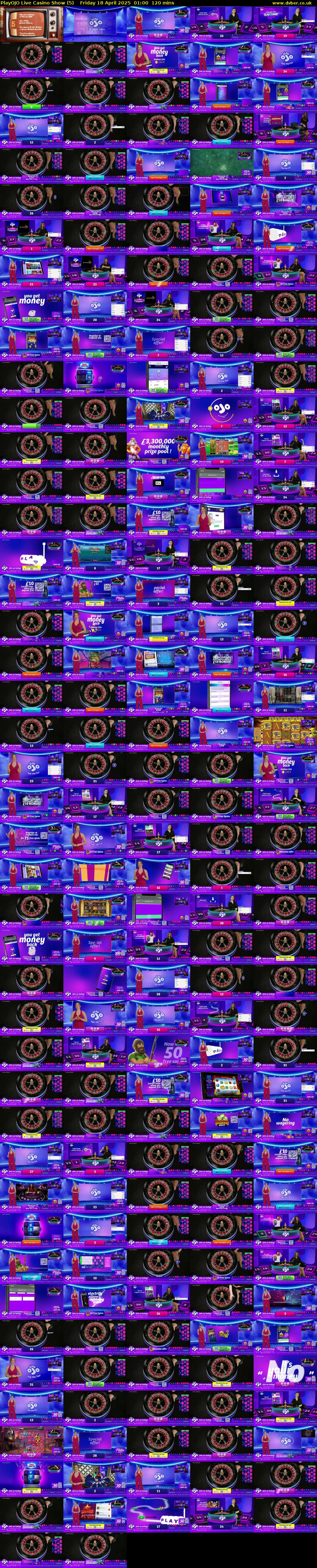 PlayOJO Live Casino Show (5) Friday 18 April 2025 01:00 - 03:00