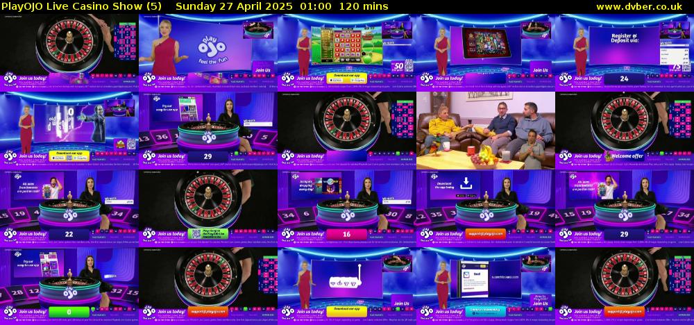 PlayOJO Live Casino Show (5) Sunday 27 April 2025 01:00 - 03:00