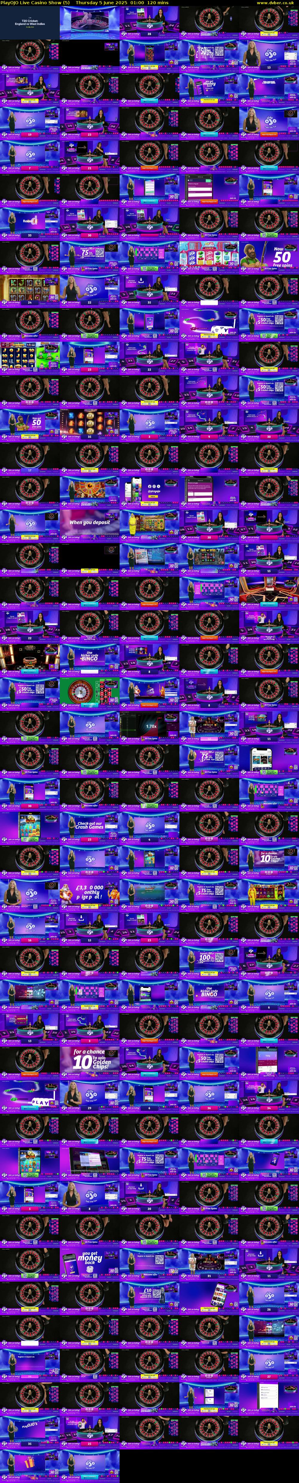 PlayOJO Live Casino Show (5) Thursday 5 June 2025 01:00 - 03:00