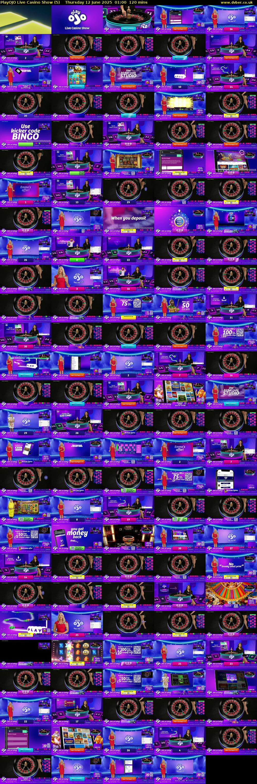 PlayOJO Live Casino Show (5) Thursday 12 June 2025 01:00 - 03:00