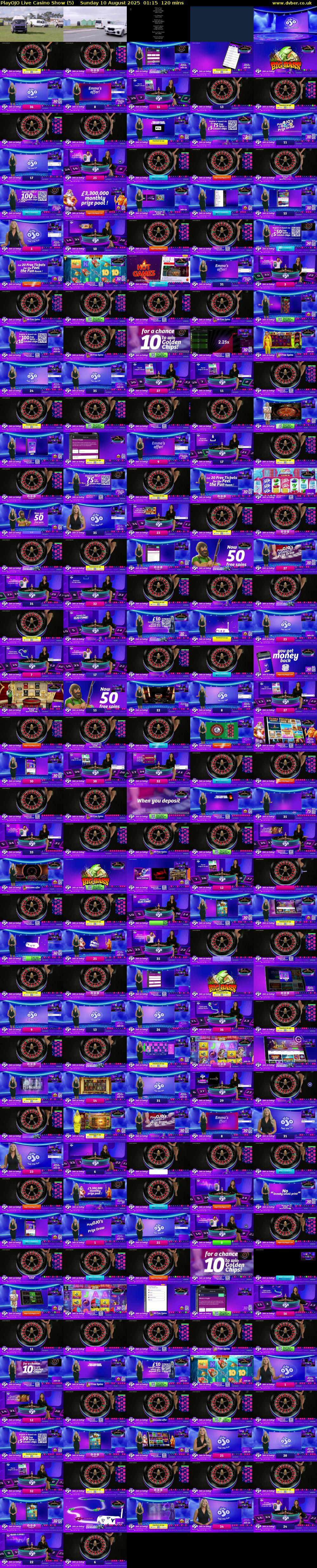 PlayOJO Live Casino Show (5) Sunday 10 August 2025 01:15 - 03:15