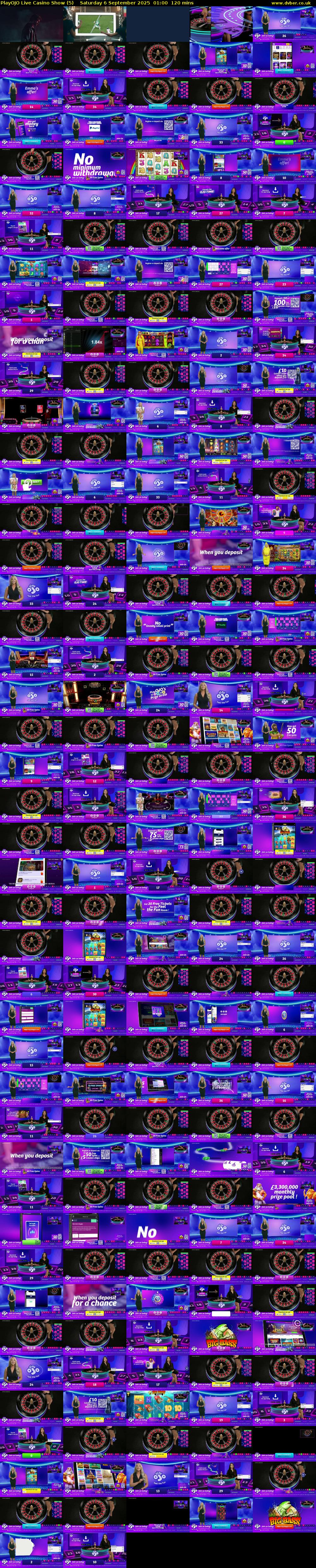 PlayOJO Live Casino Show (5) Saturday 6 September 2025 01:00 - 03:00