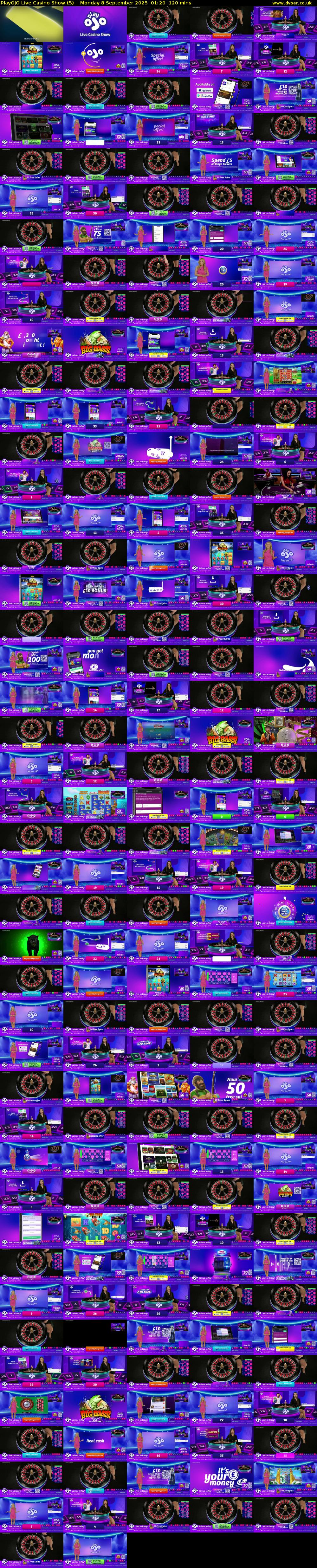 PlayOJO Live Casino Show (5) Monday 8 September 2025 01:20 - 03:20
