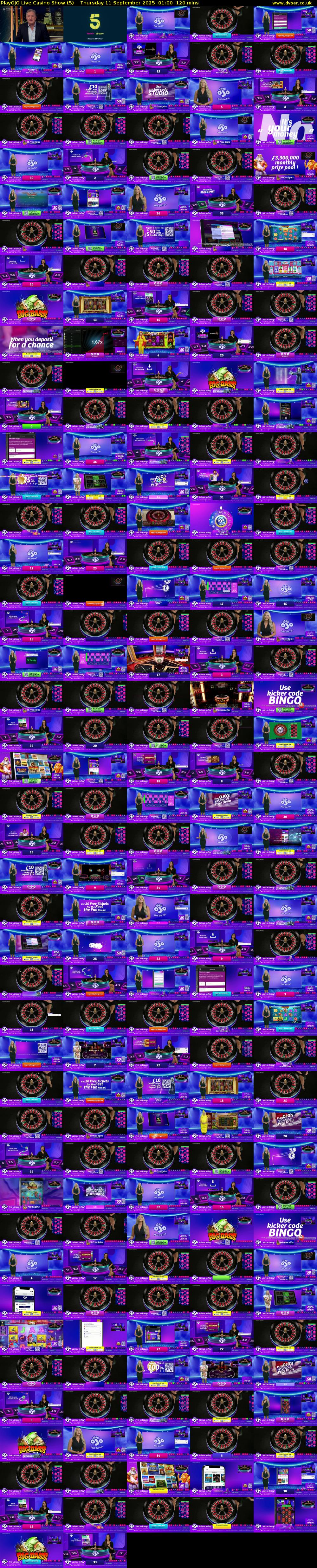 PlayOJO Live Casino Show (5) Thursday 11 September 2025 01:00 - 03:00