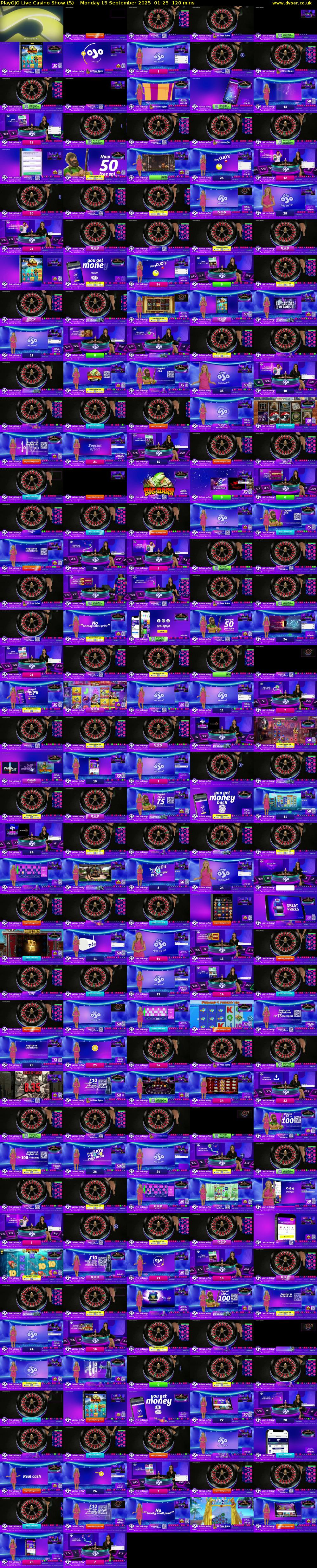 PlayOJO Live Casino Show (5) Monday 15 September 2025 01:25 - 03:25