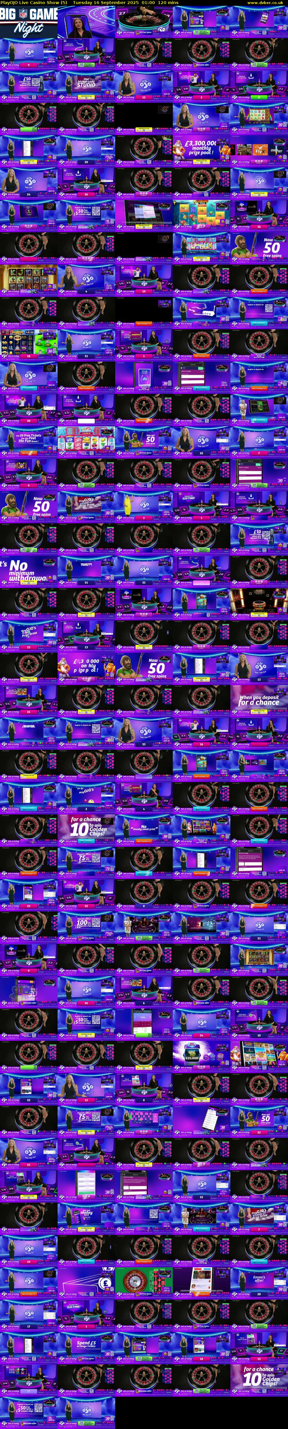 PlayOJO Live Casino Show (5) Tuesday 16 September 2025 01:00 - 03:00