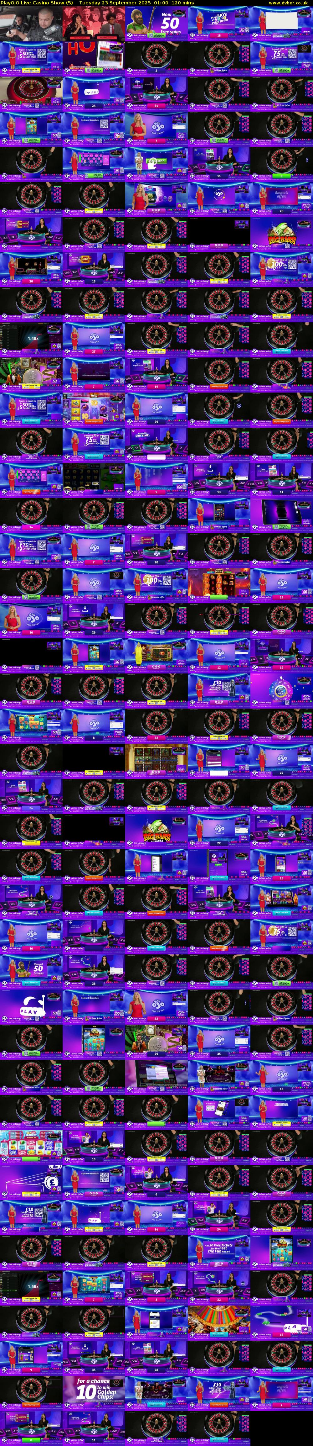 PlayOJO Live Casino Show (5) Tuesday 23 September 2025 01:00 - 03:00