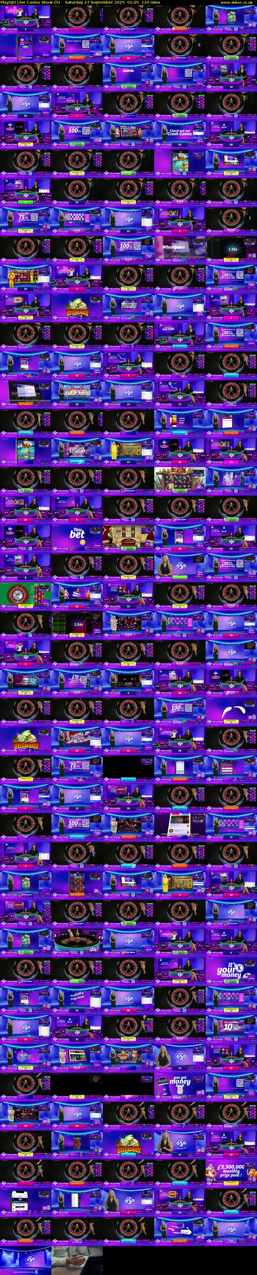 PlayOJO Live Casino Show (5) Saturday 27 September 2025 01:05 - 03:05