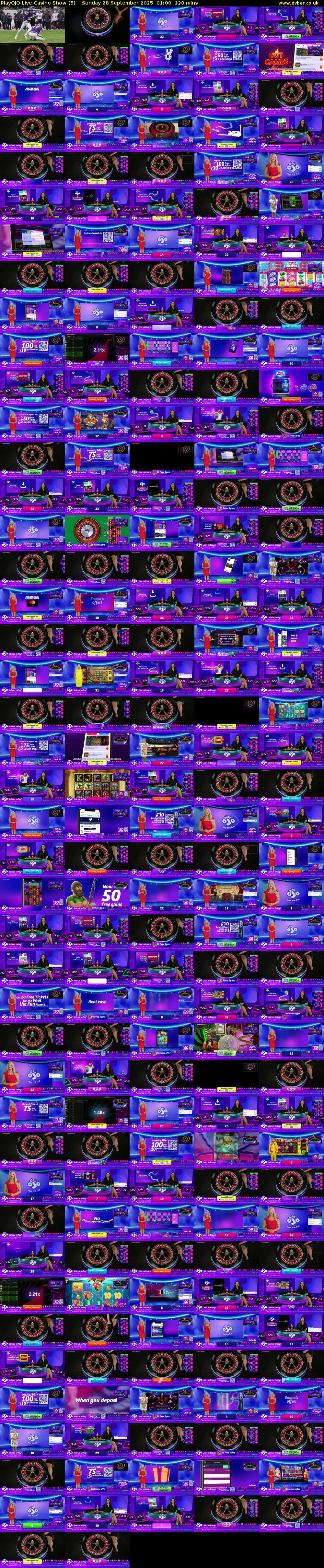 PlayOJO Live Casino Show (5) Sunday 28 September 2025 01:00 - 03:00