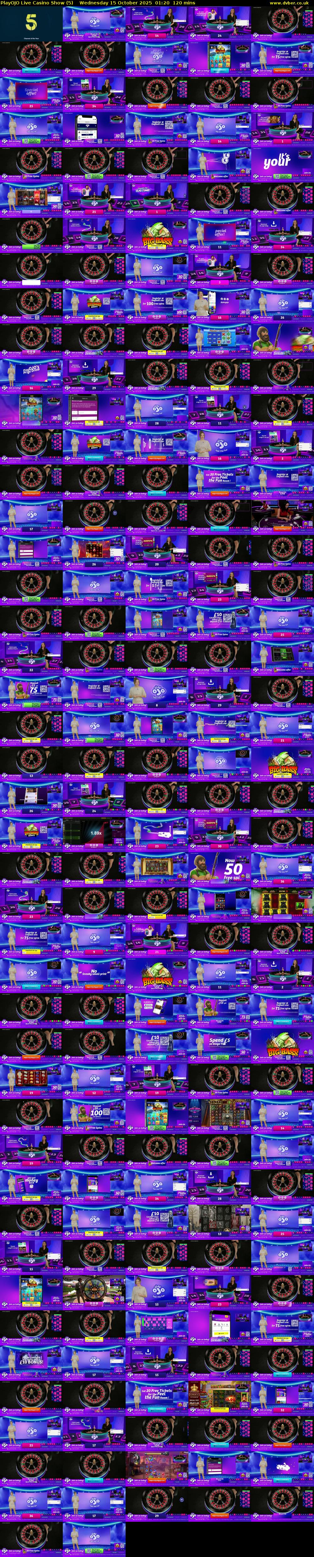 PlayOJO Live Casino Show (5) Wednesday 15 October 2025 01:20 - 03:20