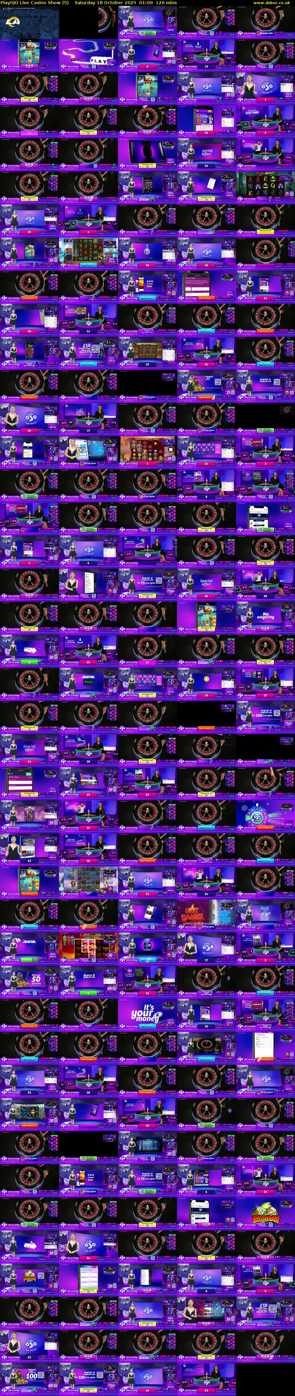 PlayOJO Live Casino Show (5) Saturday 18 October 2025 01:00 - 03:00