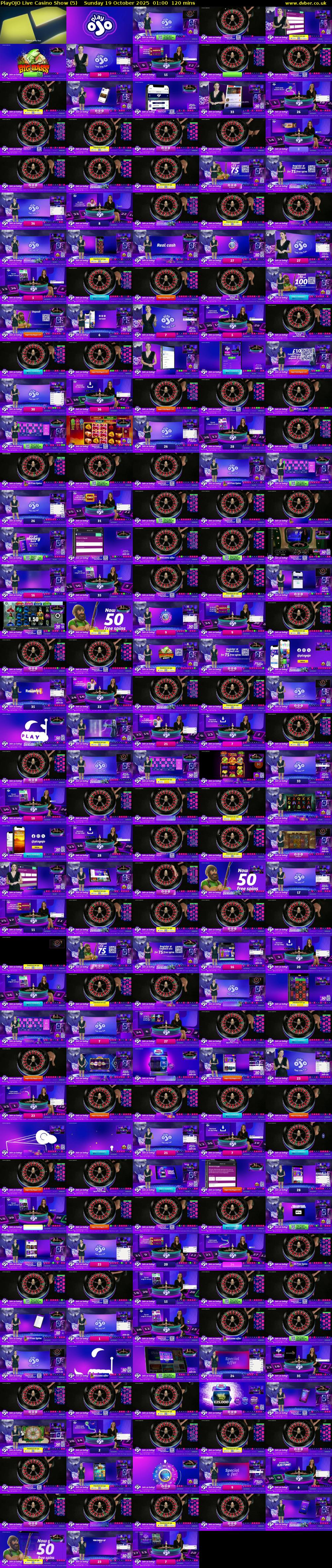 PlayOJO Live Casino Show (5) Sunday 19 October 2025 01:00 - 03:00