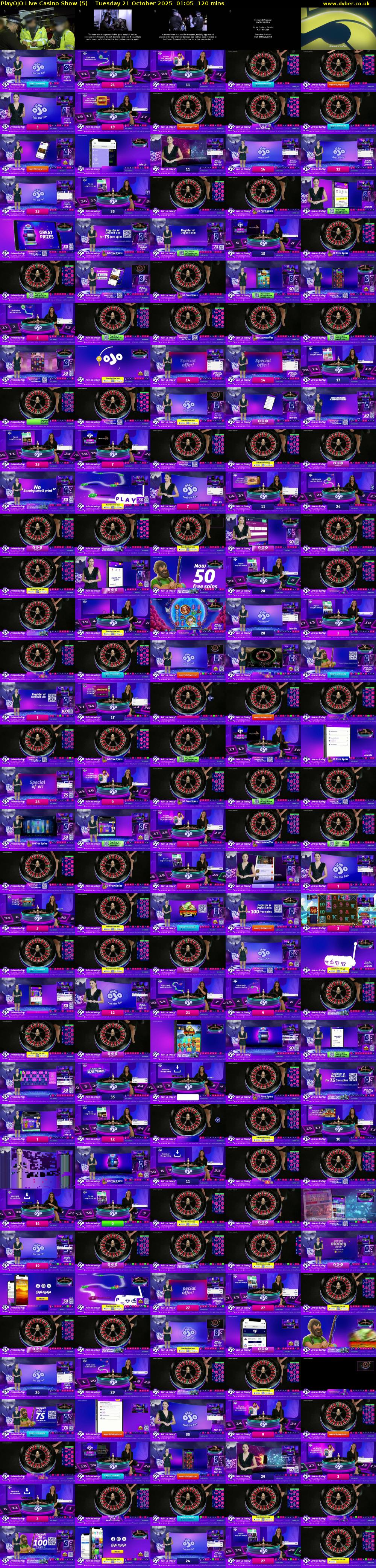 PlayOJO Live Casino Show (5) Tuesday 21 October 2025 01:05 - 03:05