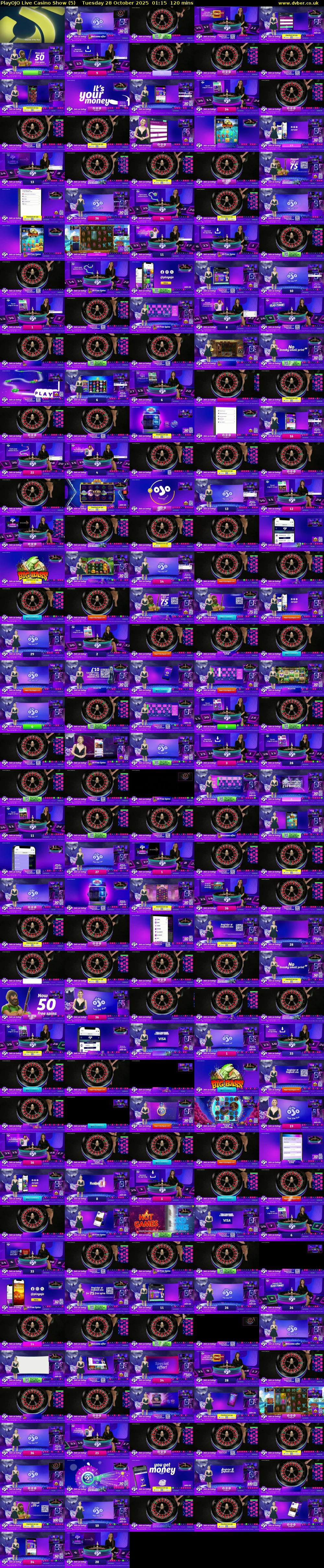 PlayOJO Live Casino Show (5) Tuesday 28 October 2025 01:15 - 03:15