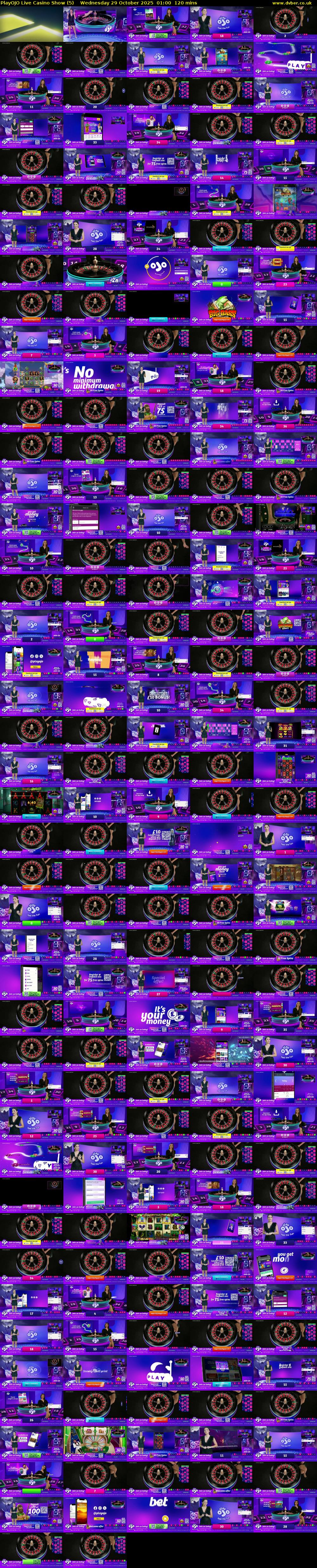 PlayOJO Live Casino Show (5) Wednesday 29 October 2025 01:00 - 03:00