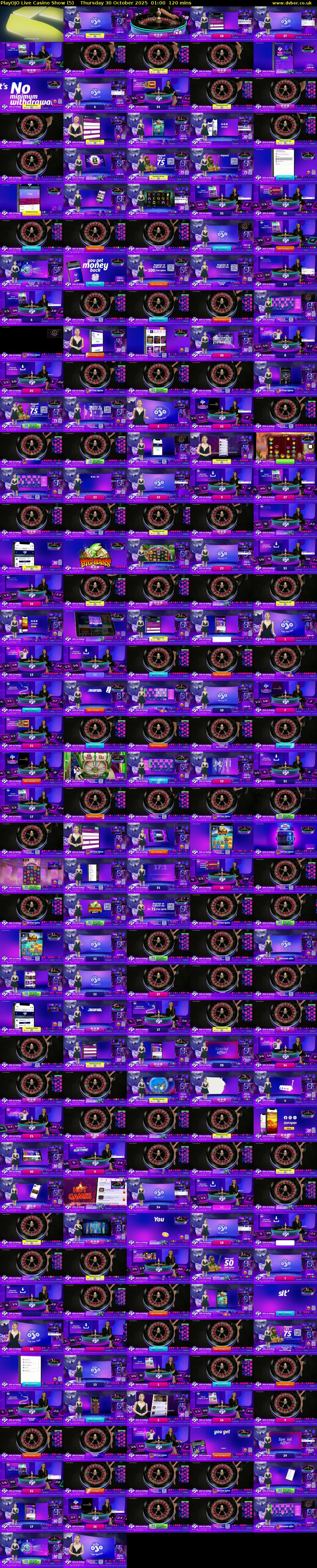 PlayOJO Live Casino Show (5) Thursday 30 October 2025 01:00 - 03:00