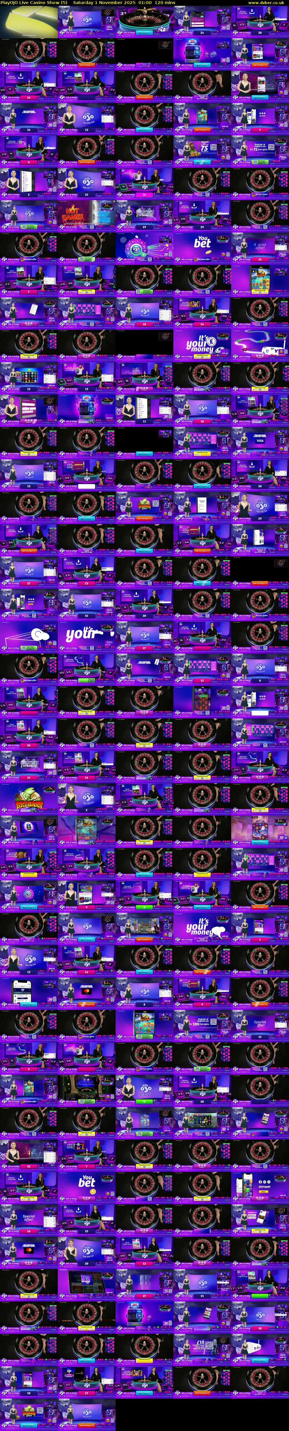 PlayOJO Live Casino Show (5) Saturday 1 November 2025 01:00 - 03:00