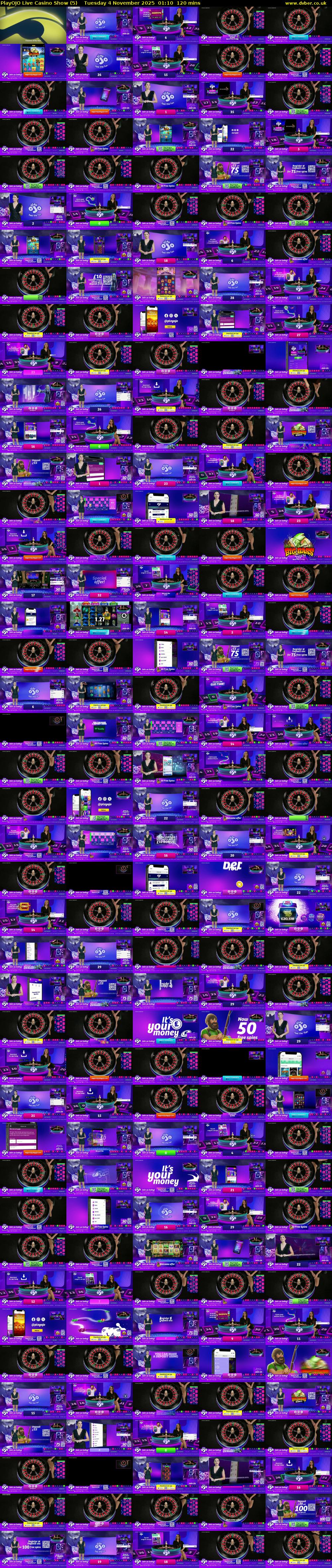 PlayOJO Live Casino Show (5) Tuesday 4 November 2025 01:10 - 03:10