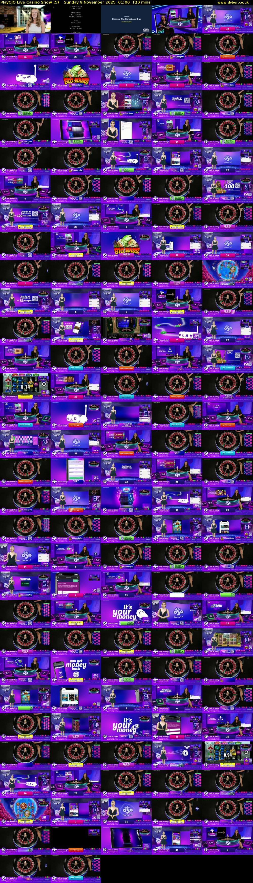 PlayOJO Live Casino Show (5) Sunday 9 November 2025 01:00 - 03:00