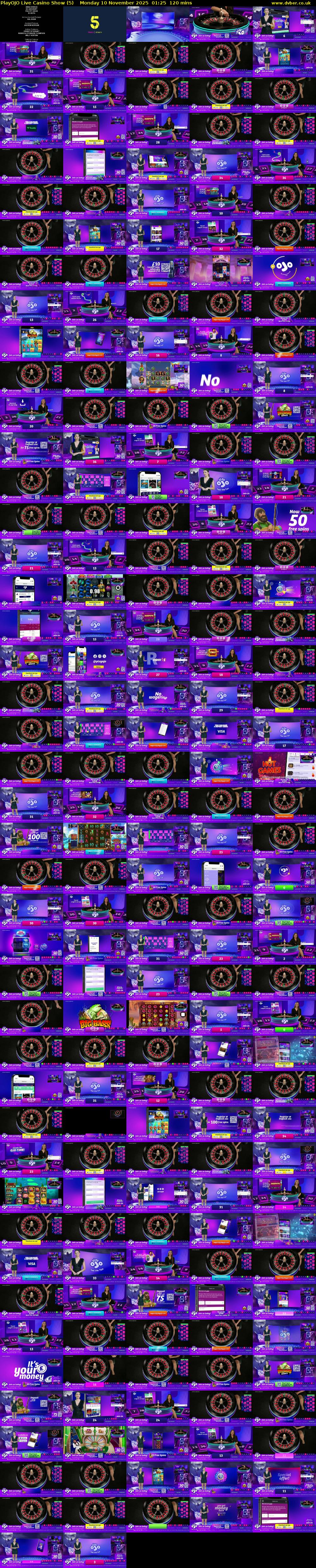PlayOJO Live Casino Show (5) Monday 10 November 2025 01:25 - 03:25