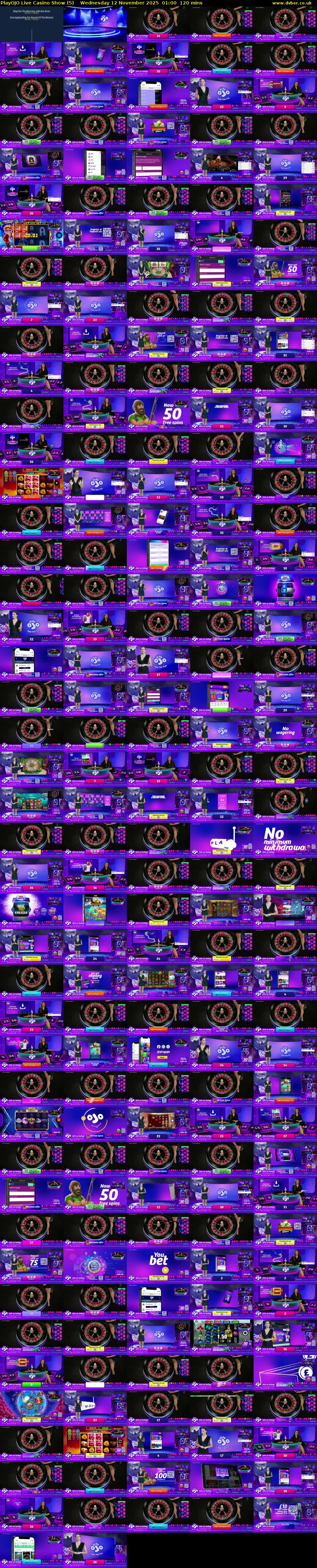 PlayOJO Live Casino Show (5) Wednesday 12 November 2025 01:00 - 03:00