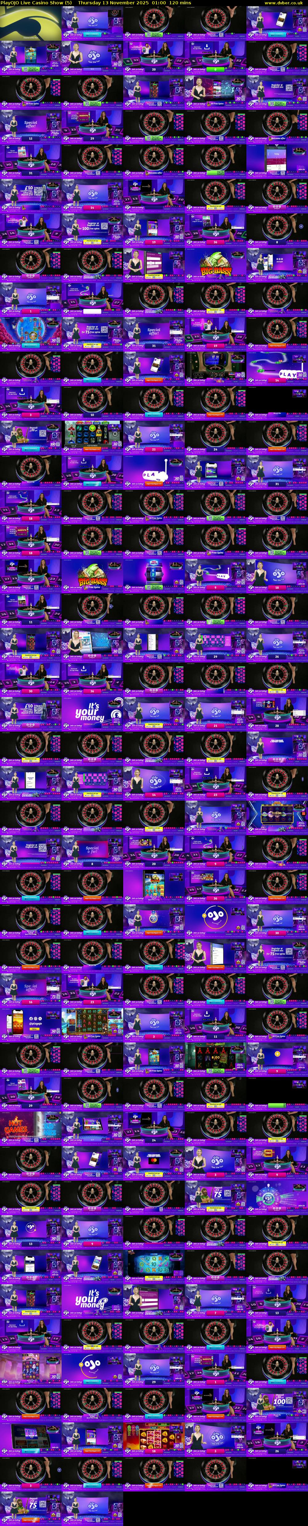 PlayOJO Live Casino Show (5) Thursday 13 November 2025 01:00 - 03:00