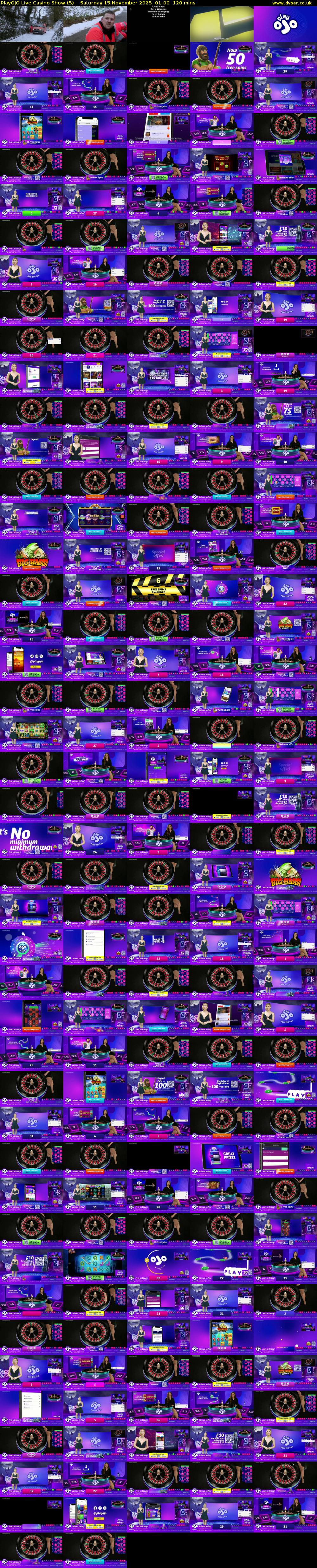 PlayOJO Live Casino Show (5) Saturday 15 November 2025 01:00 - 03:00