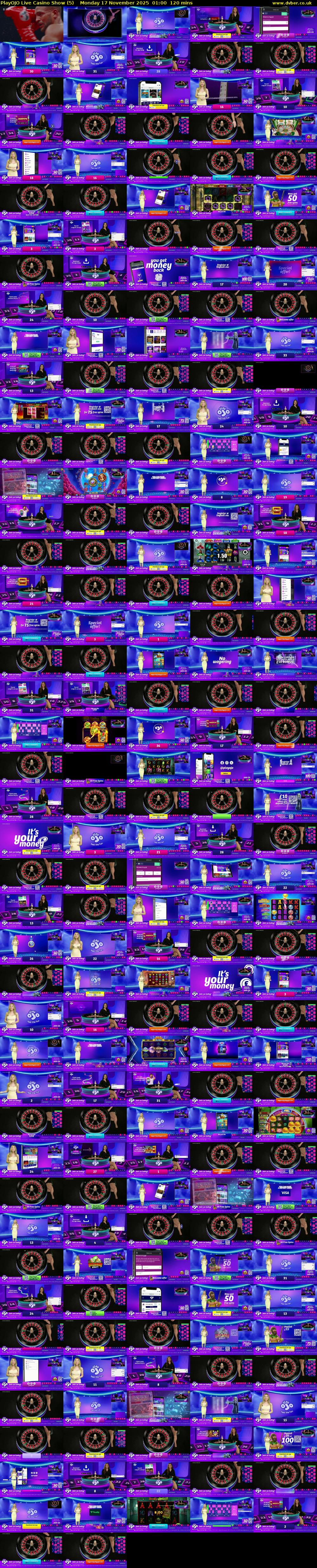 PlayOJO Live Casino Show (5) Monday 17 November 2025 01:00 - 03:00