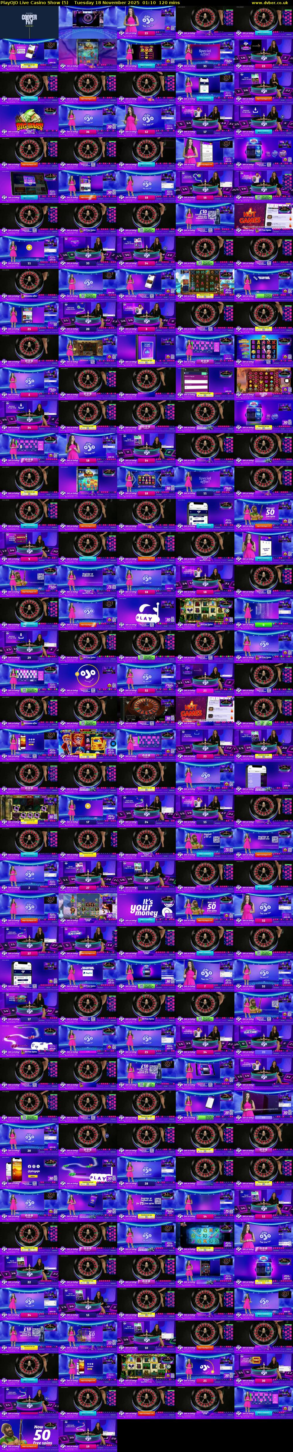 PlayOJO Live Casino Show (5) Tuesday 18 November 2025 01:10 - 03:10