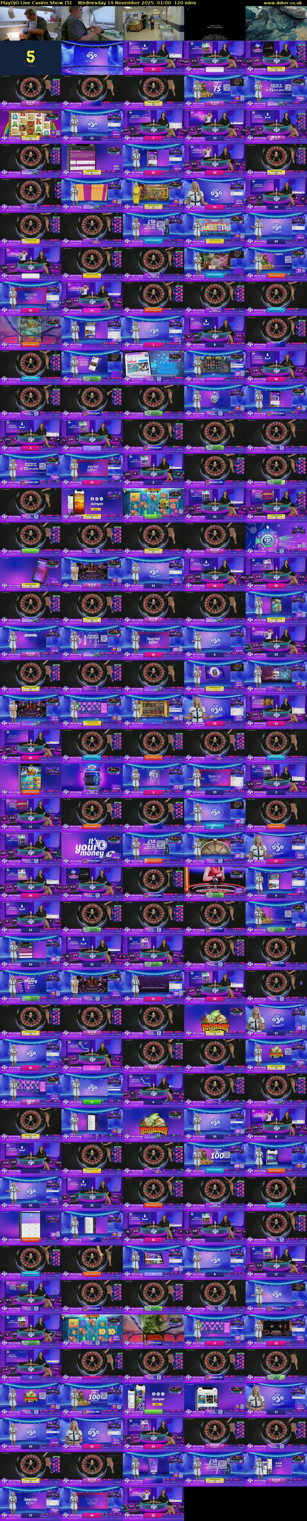 PlayOJO Live Casino Show (5) Wednesday 19 November 2025 01:00 - 03:00