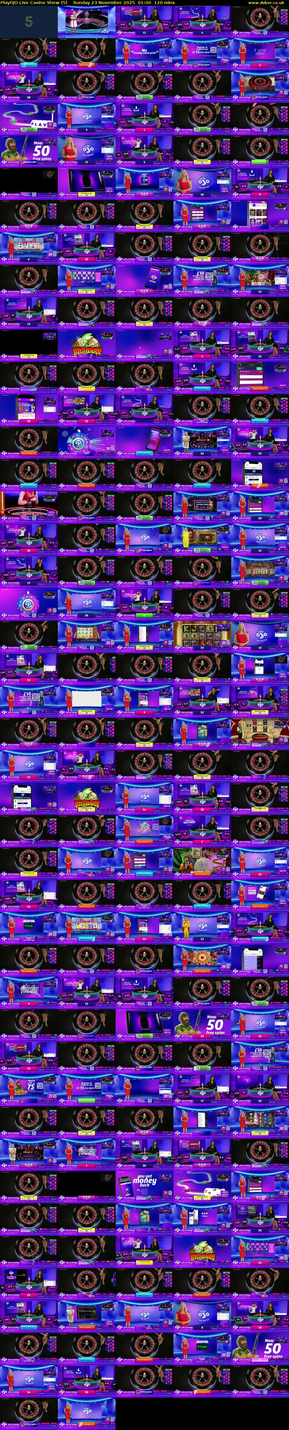 PlayOJO Live Casino Show (5) Sunday 23 November 2025 01:00 - 03:00