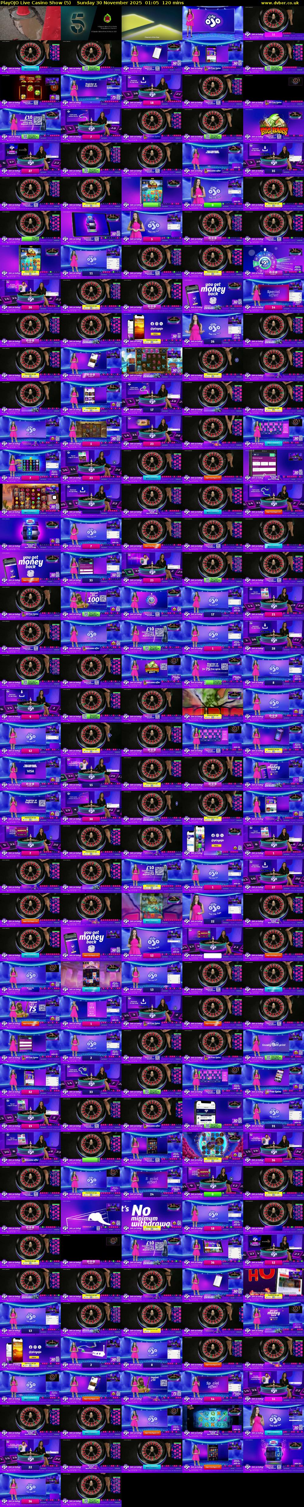 PlayOJO Live Casino Show (5) Sunday 30 November 2025 01:05 - 03:05