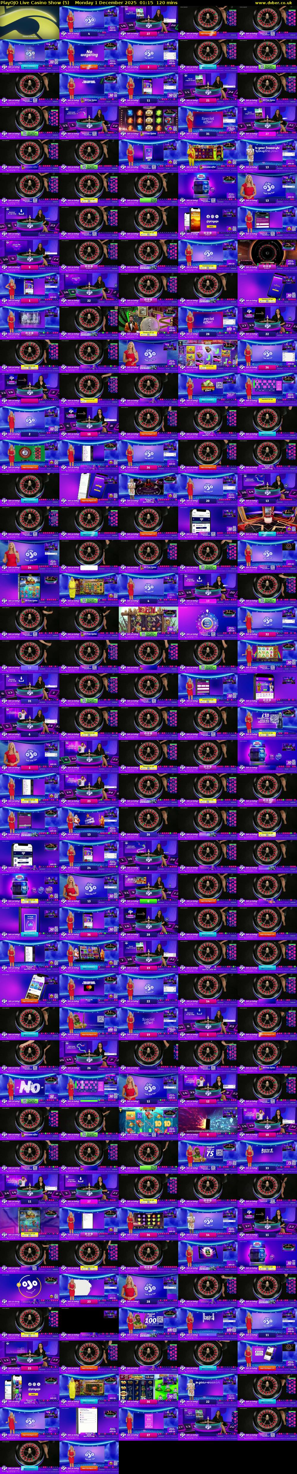 PlayOJO Live Casino Show (5) Monday 1 December 2025 01:15 - 03:15