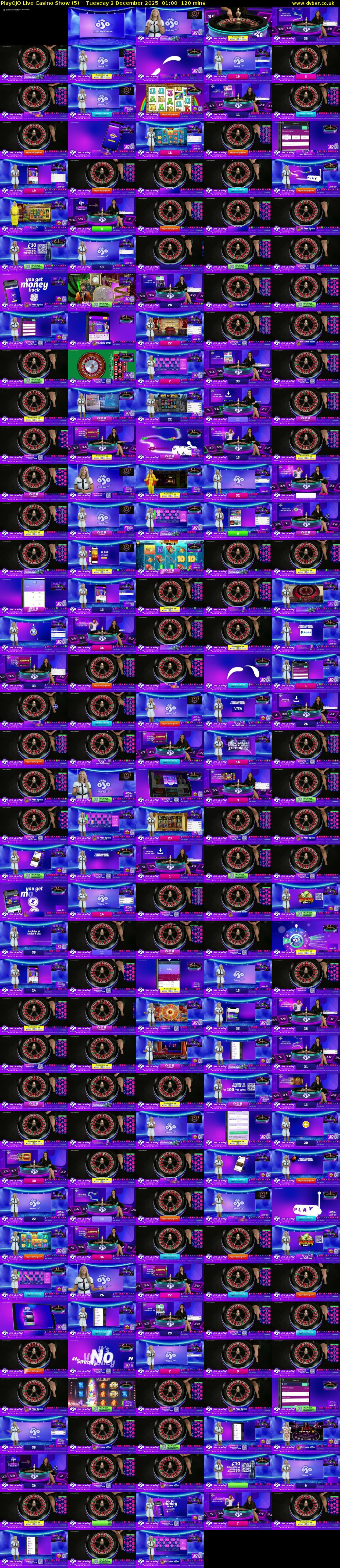PlayOJO Live Casino Show (5) Tuesday 2 December 2025 01:00 - 03:00