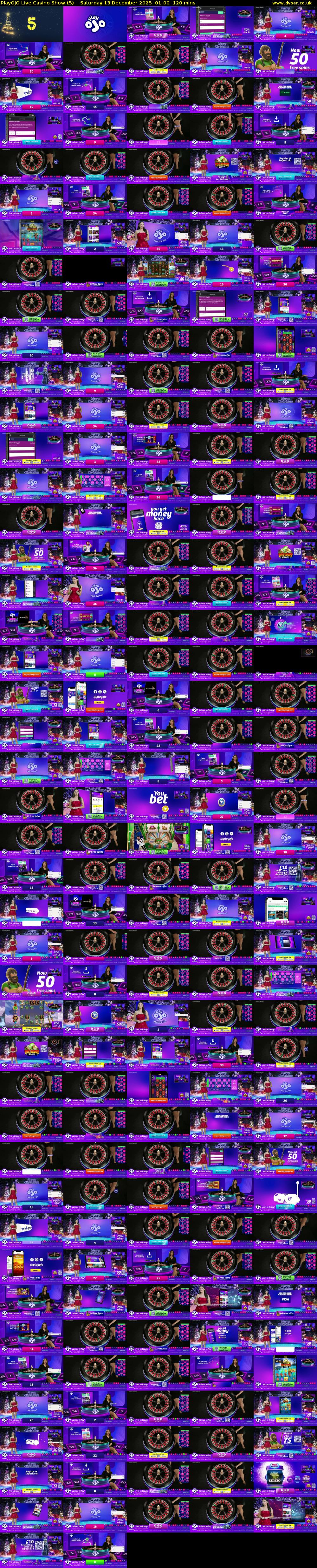 PlayOJO Live Casino Show (5) Saturday 13 December 2025 01:00 - 03:00