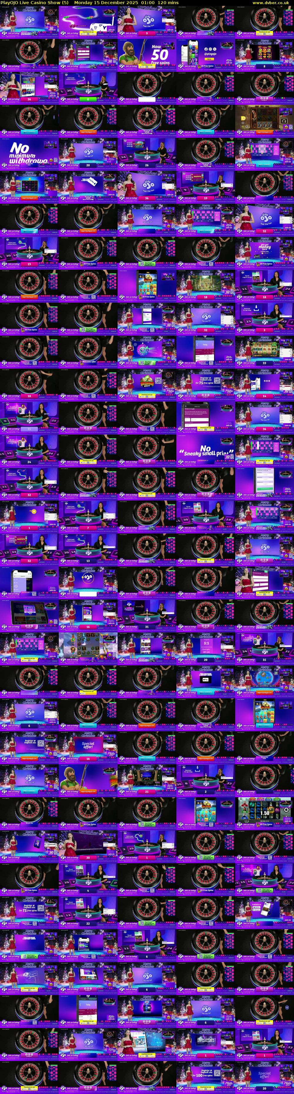 PlayOJO Live Casino Show (5) Monday 15 December 2025 01:00 - 03:00