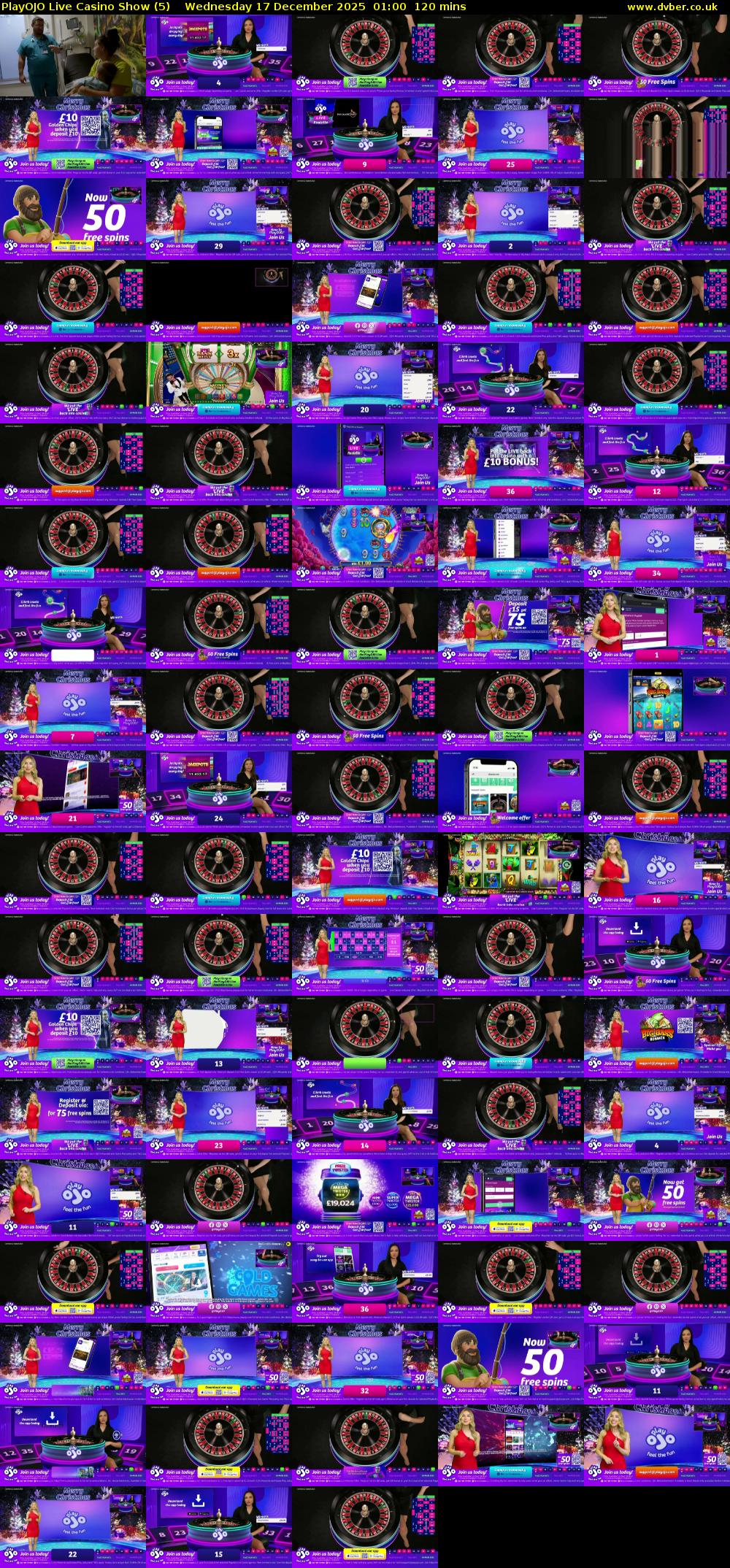 PlayOJO Live Casino Show (5) Wednesday 17 December 2025 01:00 - 03:00