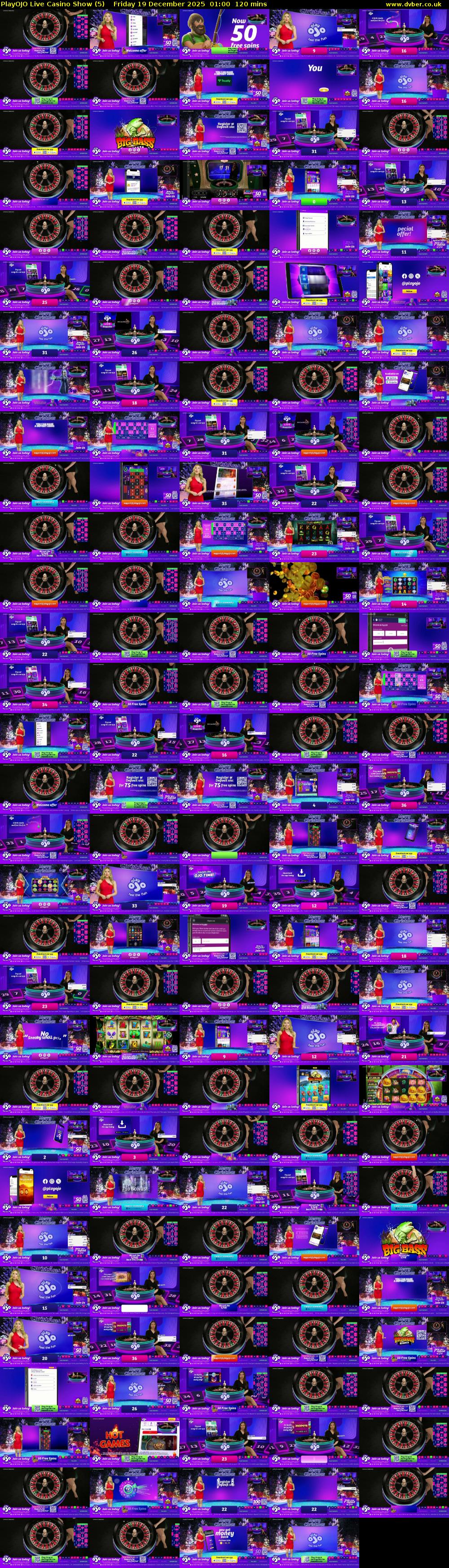 PlayOJO Live Casino Show (5) Friday 19 December 2025 01:00 - 03:00