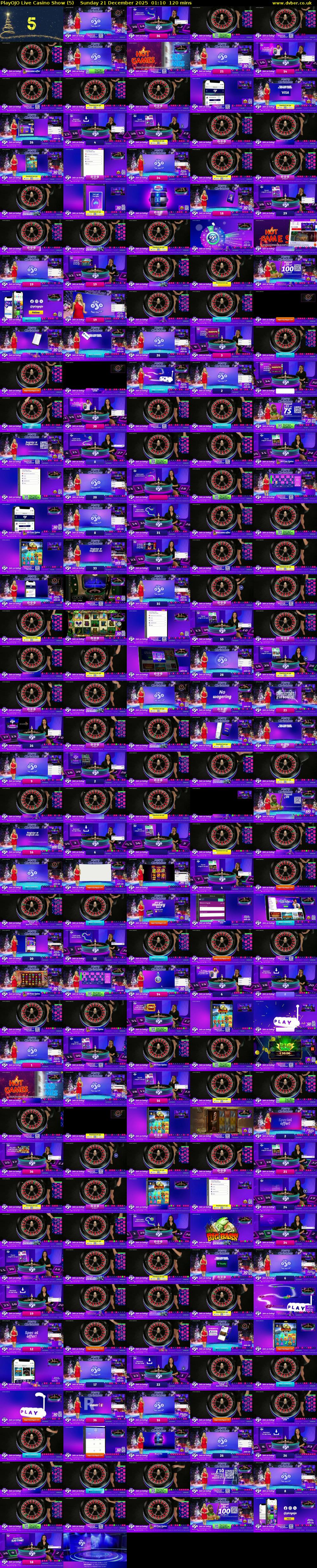 PlayOJO Live Casino Show (5) Sunday 21 December 2025 01:10 - 03:10