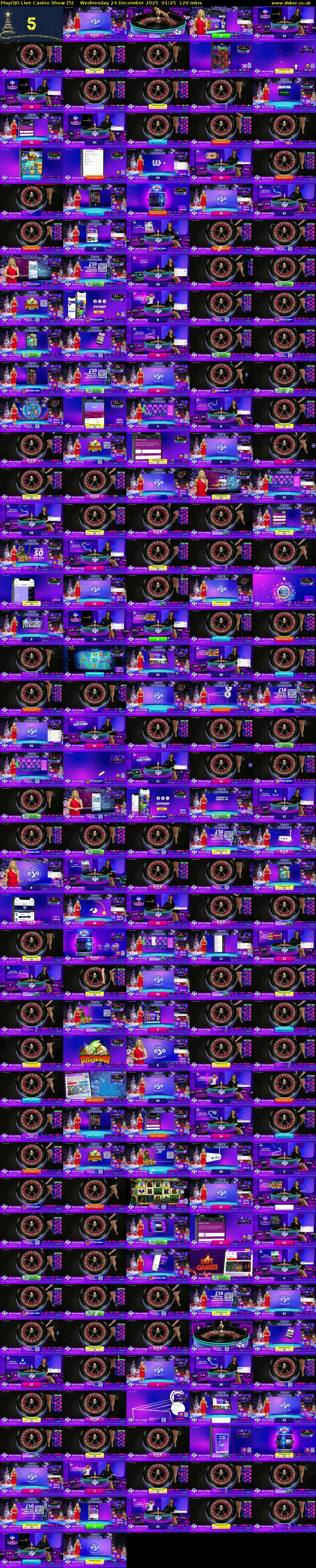 PlayOJO Live Casino Show (5) Wednesday 24 December 2025 01:25 - 03:25
