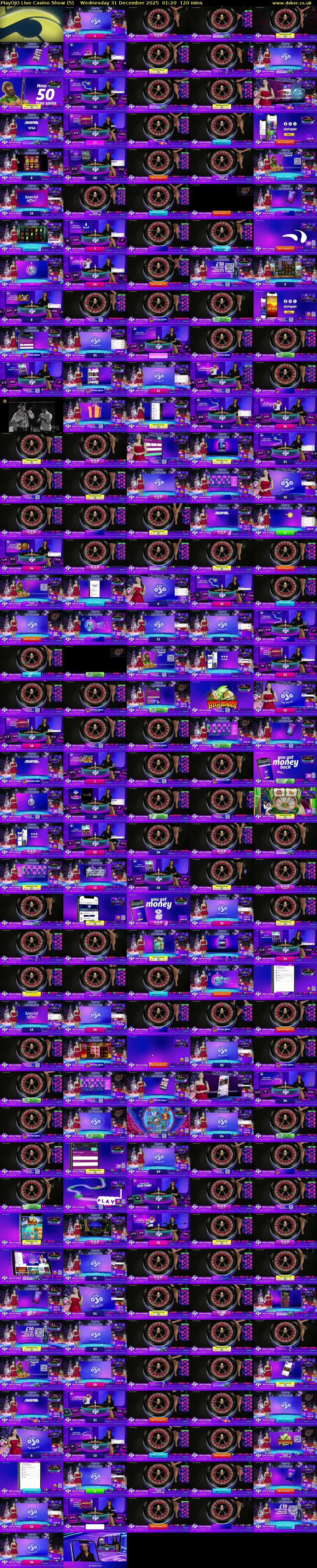 PlayOJO Live Casino Show (5) Wednesday 31 December 2025 01:20 - 03:20