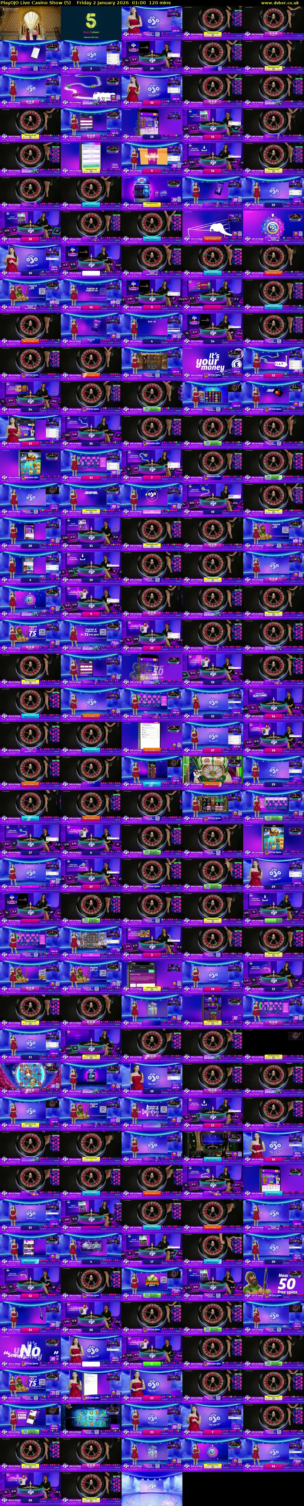 PlayOJO Live Casino Show (5) Friday 2 January 2026 01:00 - 03:00