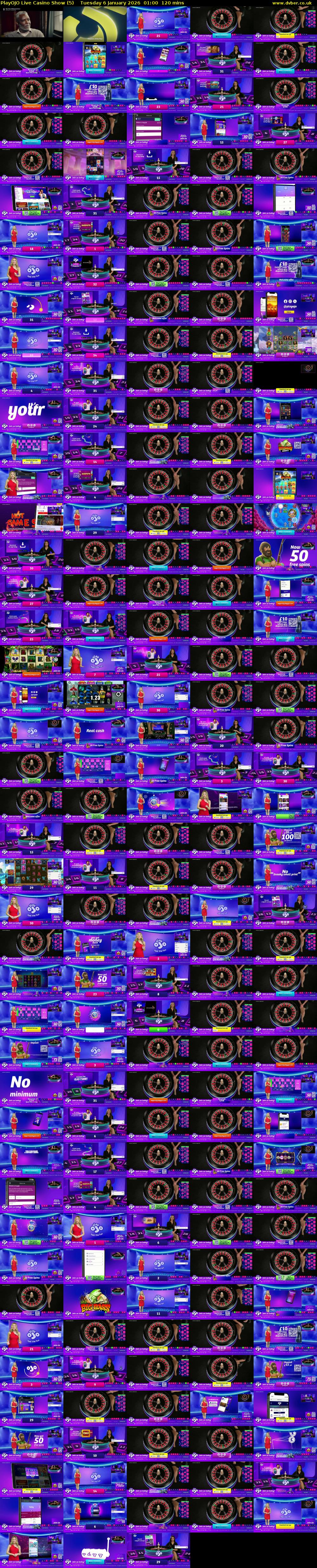 PlayOJO Live Casino Show (5) Tuesday 6 January 2026 01:00 - 03:00