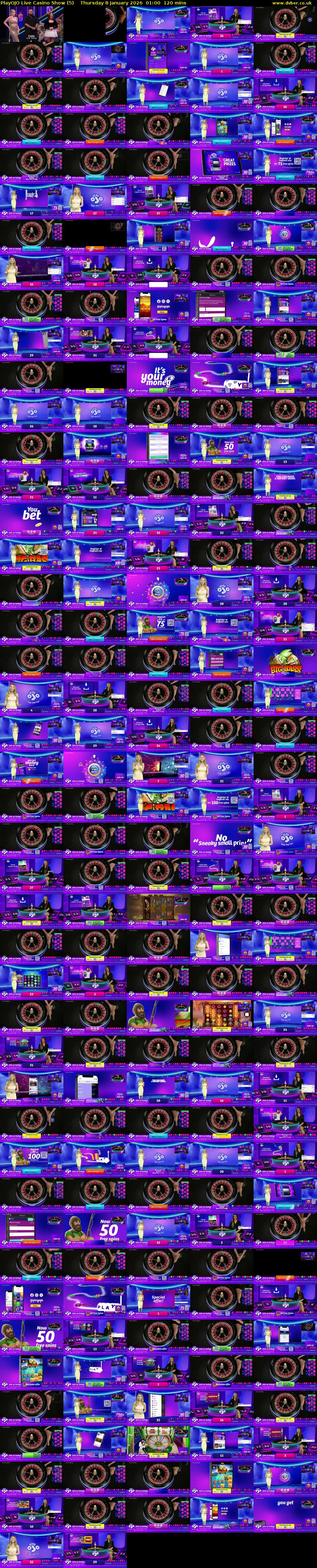 PlayOJO Live Casino Show (5) Thursday 8 January 2026 01:00 - 03:00